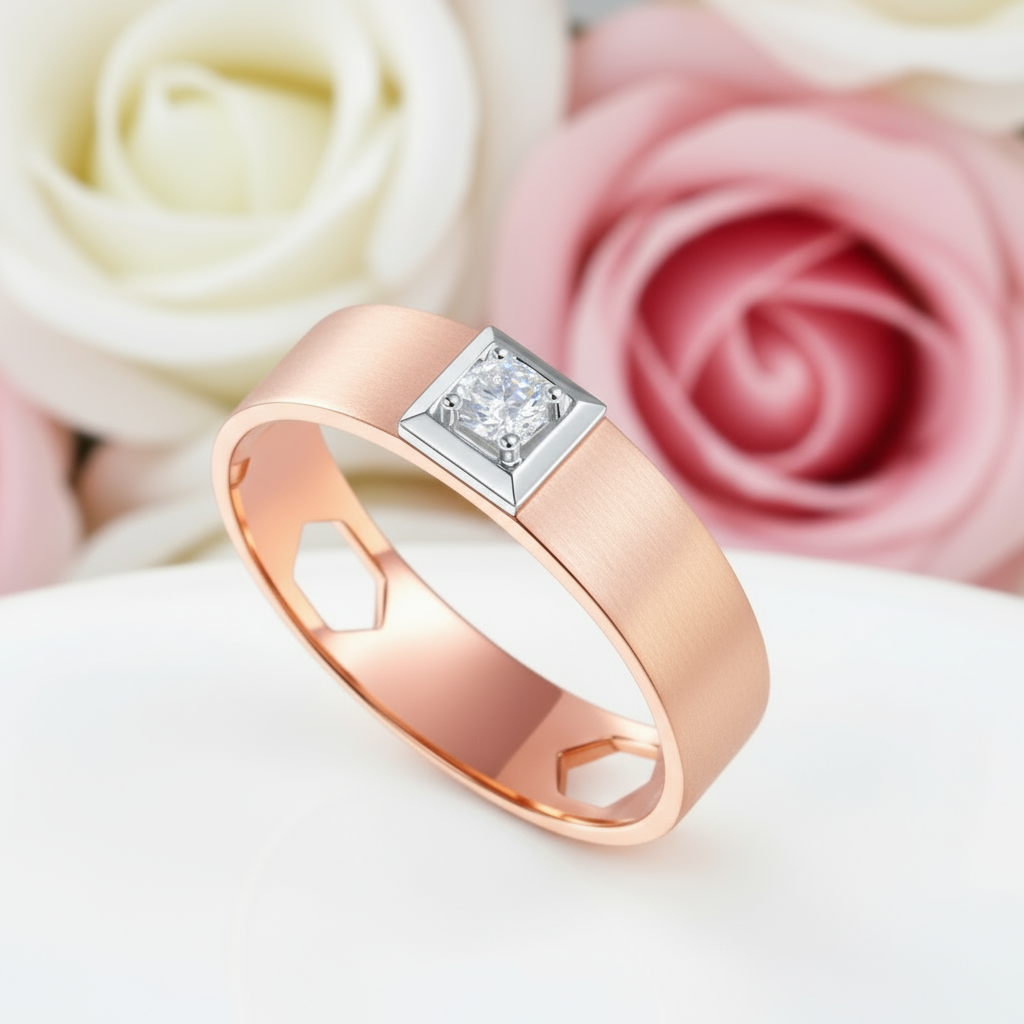 14k Rose Gold Band Ring Natural Diamond-Black Diamonds New York