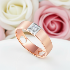14k Rose Gold Band Ring Natural Diamond Option