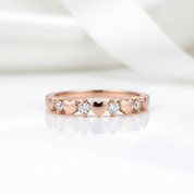 14k Rose Gold Bridal Heart Ring 0.11ct Natural Diamond Option-Black Diamonds New York