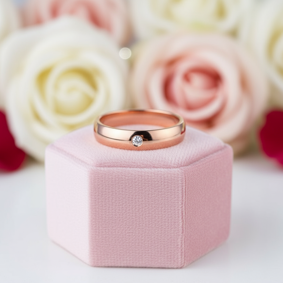 14k Rose Gold Bridal Ring 0.03ct Natural Diamond-Black Diamonds New York