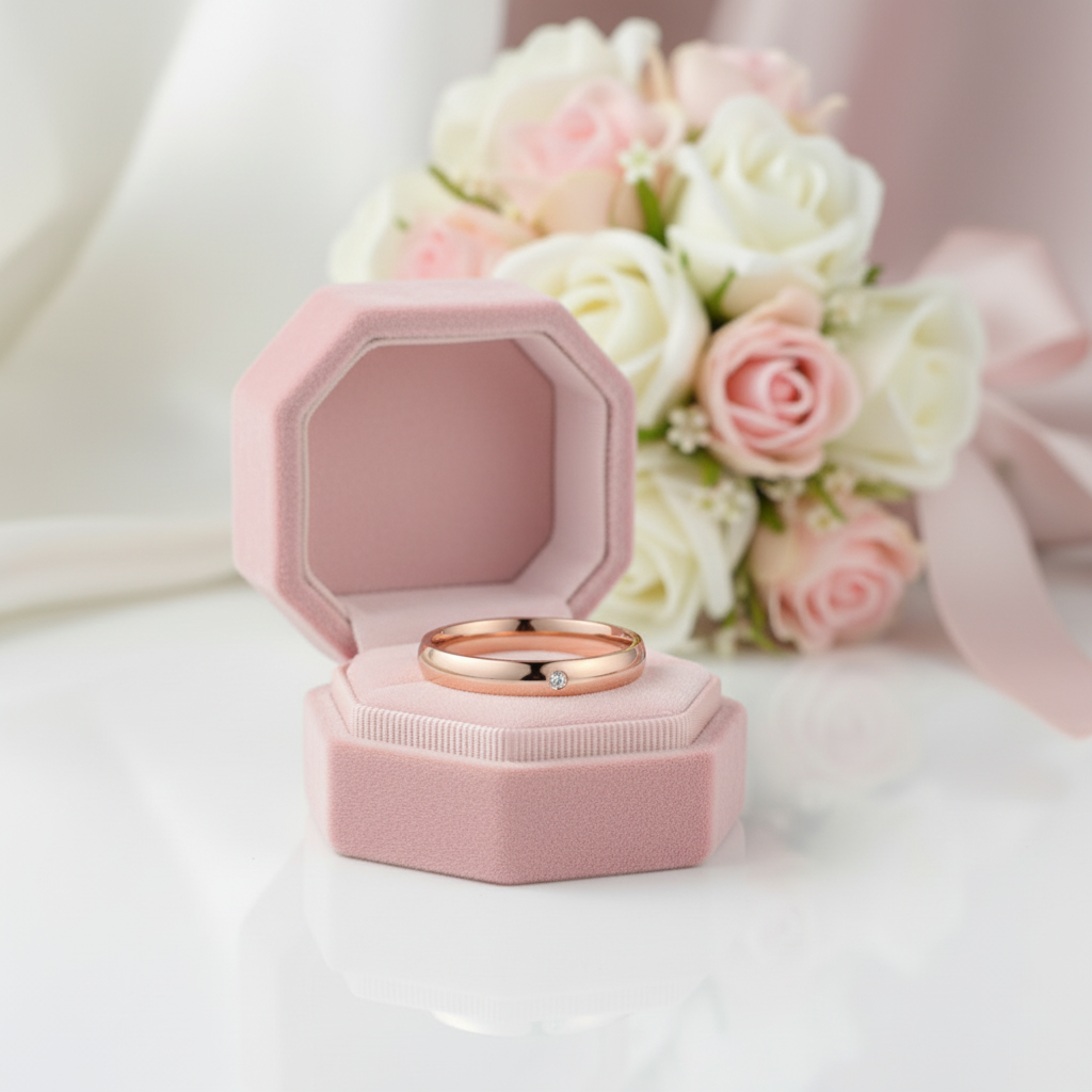 14k Rose Gold Bridal Wedding Band Ring 0.01ct Natural Diamond Options-Black Diamonds New York