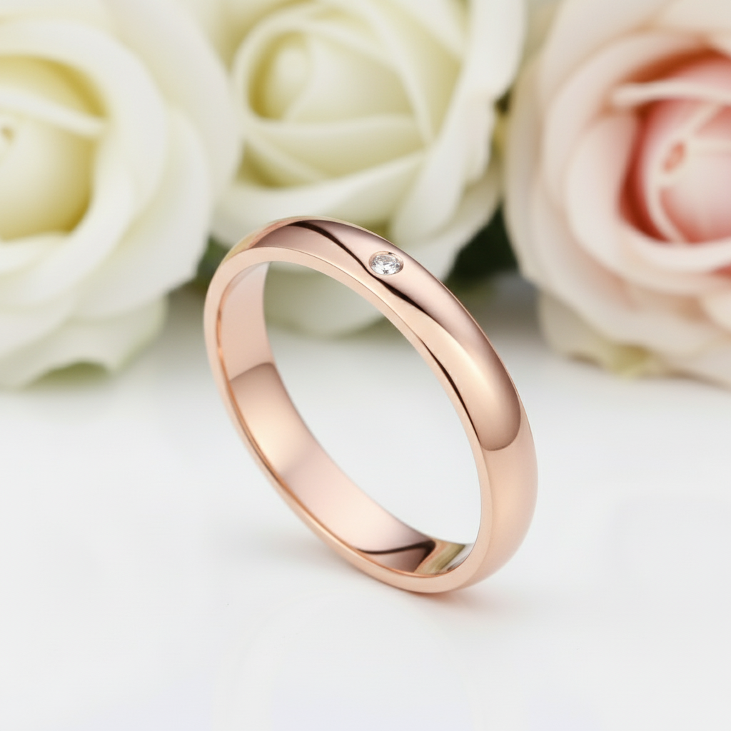 14k Rose Gold Bridal Wedding Band Ring 0.01ct Natural Diamonds-Black Diamonds New York