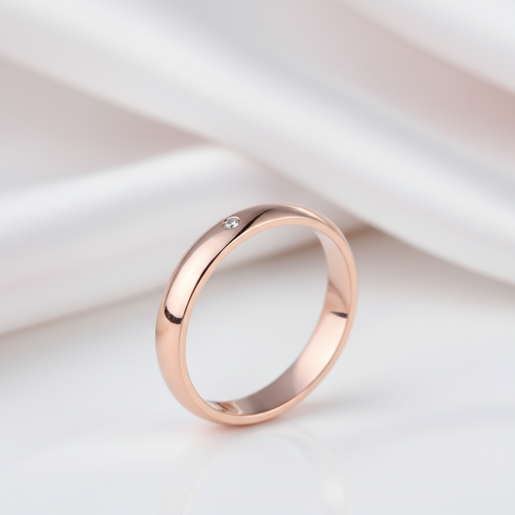 14k Rose Gold Bridal Wedding Band Ring 0.01ct Natural Diamond Options-Black Diamonds New York