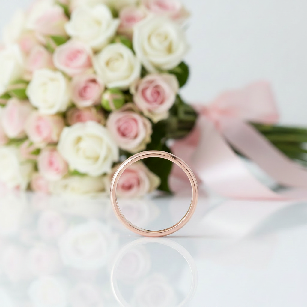 14k Rose Gold Bridal Wedding Band Ring 0.01ct Natural Diamond Options-Black Diamonds New York