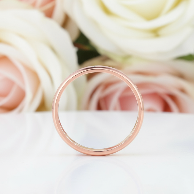 14k Rose Gold Bridal Wedding Band Ring 0.01ct Natural Diamonds-Black Diamonds New York