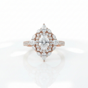 14k Rose Gold Double Halo Oval Cut Diamond Option Engagement Ring-Black Diamonds New York