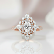 14k Rose Gold Double Halo Oval Cut Diamond Engagement Ring-Black Diamonds New York