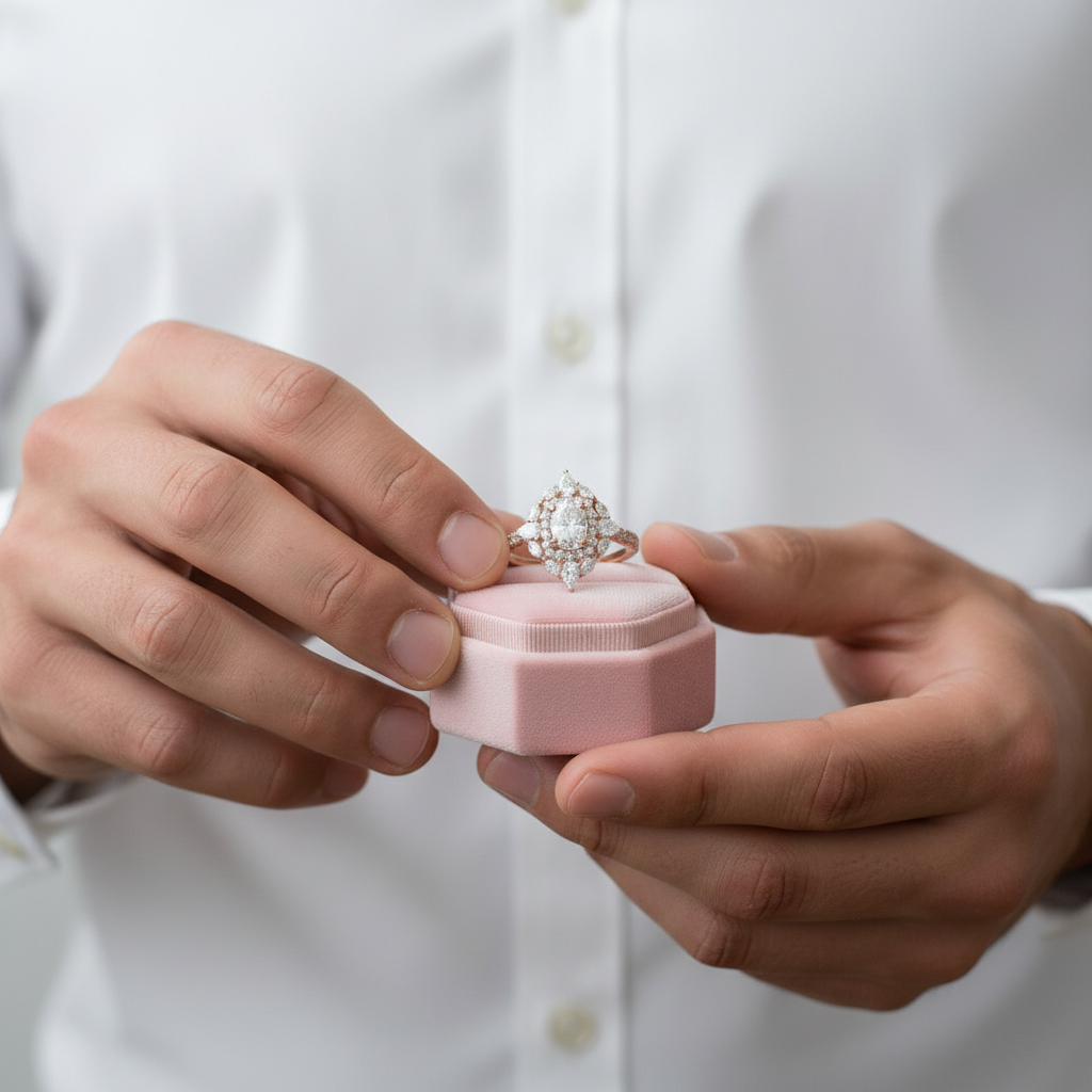 14k Rose Gold Double Halo Oval Cut Diamond Engagement Ring-Black Diamonds New York