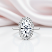 14k Rose Gold Elongated Oval Cut Halo Diamond Option Engagement Ring-Black Diamonds New York