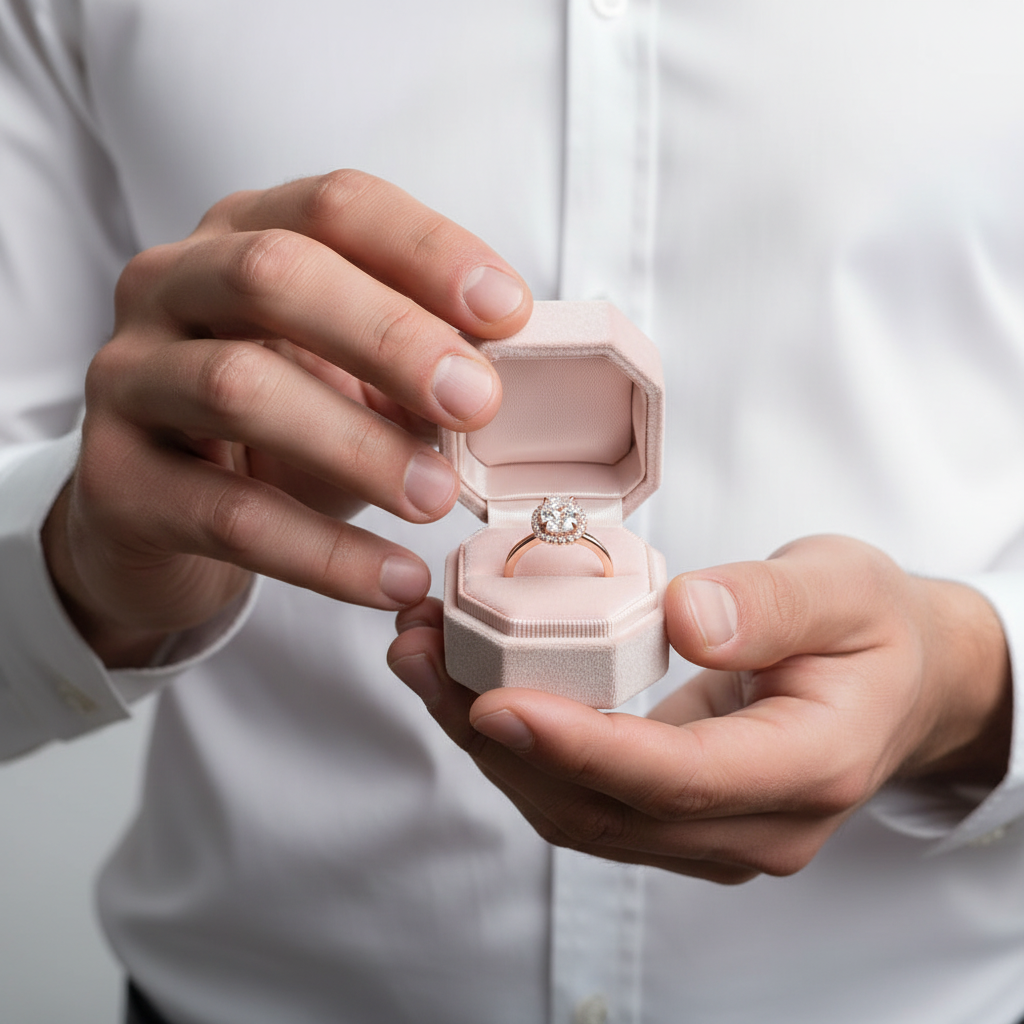 14k Rose Gold Elongated Oval Cut Halo Diamond Option Engagement Ring-Black Diamonds New York