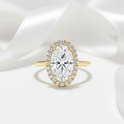 14k Rose Gold Elongated Oval Cut Halo Diamond Option Engagement Ring-Black Diamonds New York