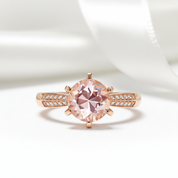 14k Rose Gold Engagement Peach Morganite Diamond Option Ring-Black Diamonds New York