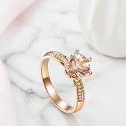 14k Rose Gold Engagement Peach Morganite Diamond Option Ring-Black Diamonds New York