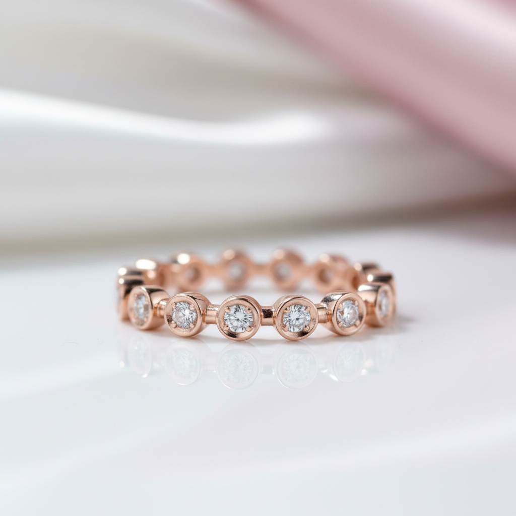 14k Rose Gold Eternity Diamond Option Wedding Band-Black Diamonds New York
