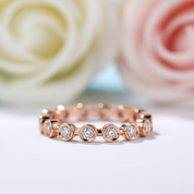 14k Rose Gold Eternity Diamond Wedding Band-Black Diamonds New York