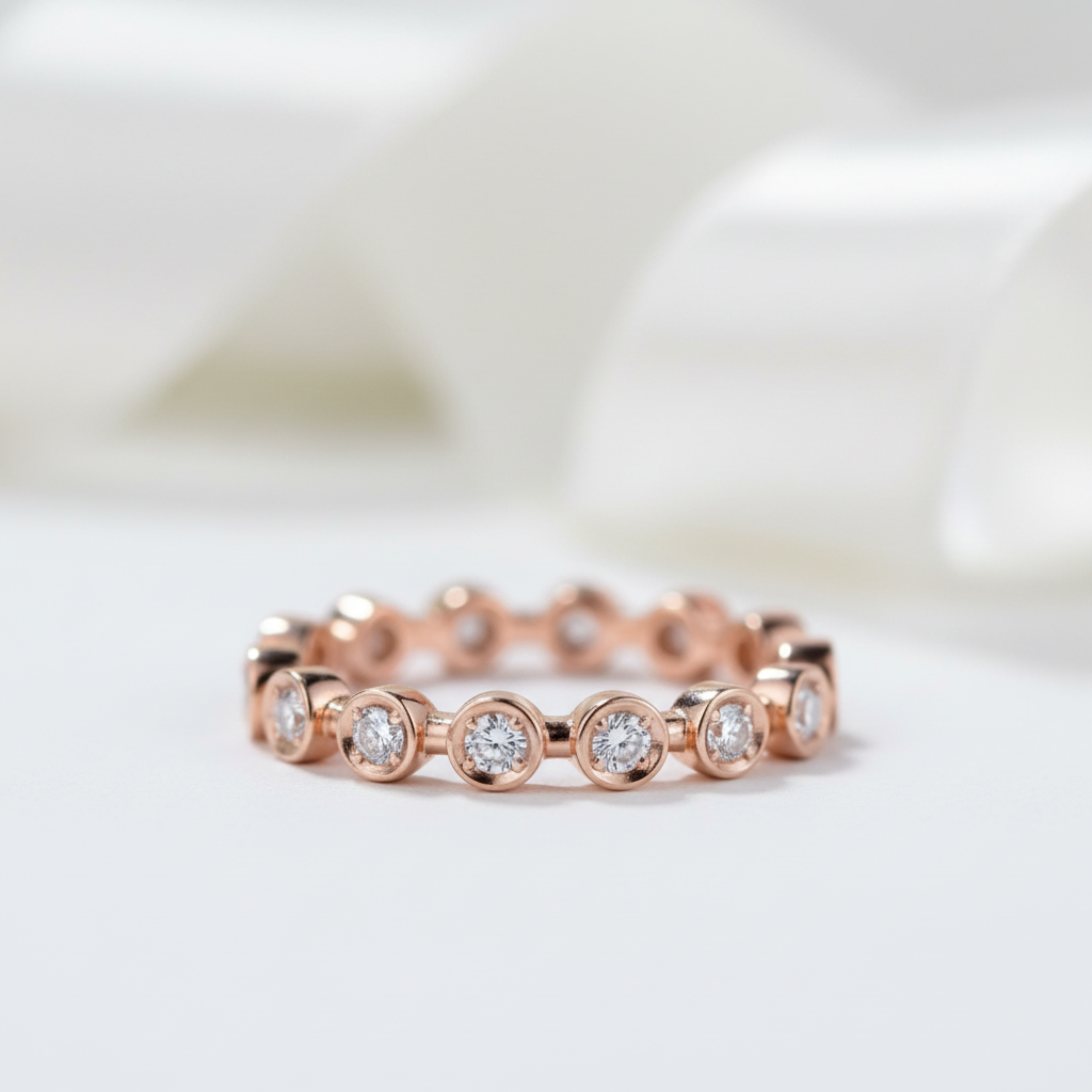 14k Rose Gold Eternity Diamond Option Wedding Band-Black Diamonds New York
