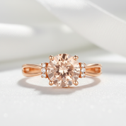 14k Rose Gold Floral Peach Morganite Diamond Option Ring-Black Diamonds New York