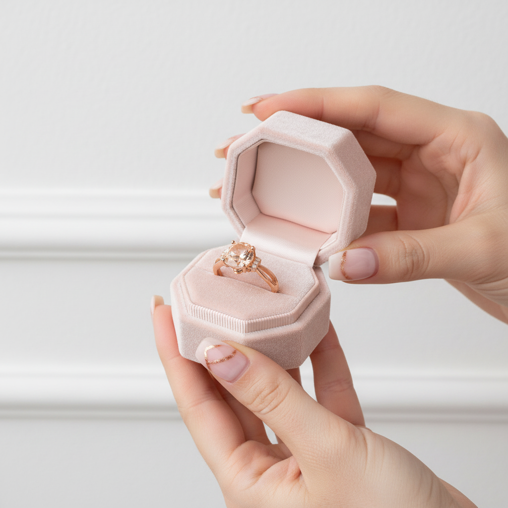 14k Rose Gold Floral Peach Morganite Diamond Option Ring-Black Diamonds New York