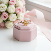 14k Rose Gold Floral Yellow Citrine Natural Diamond Option Ring-Black Diamonds New York