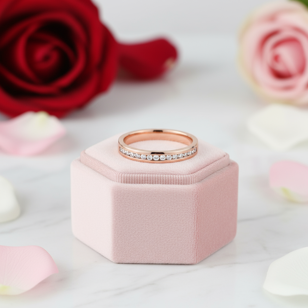 14k Rose Gold Half Eternity Ring 0.17ct Natural Diamond-Black Diamonds New York