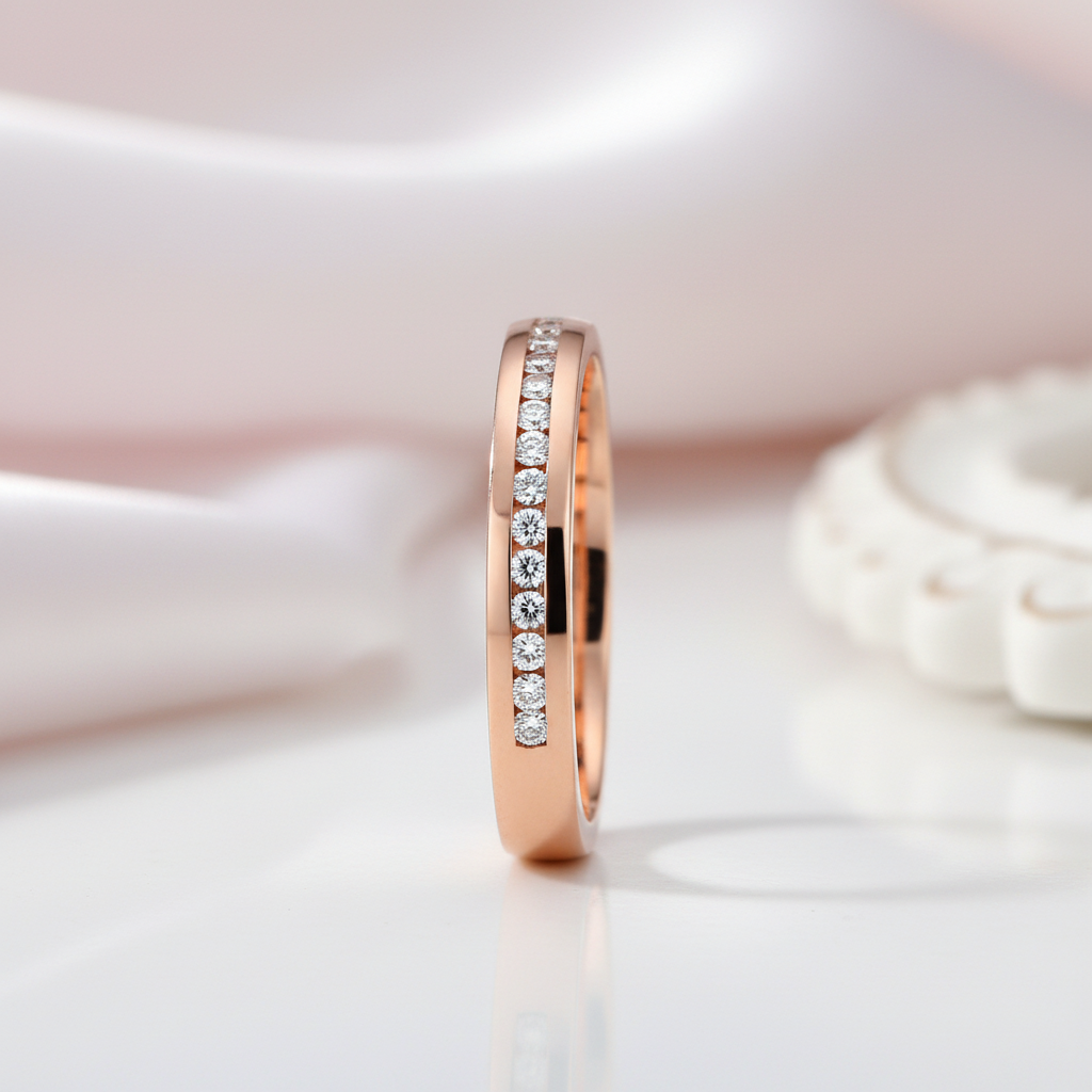 14k Rose Gold 0.17ct Natural Diamond Half Eternity Ring-Black Diamonds New York