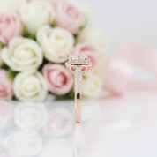 14k Rose Gold Halo 1.2ct Diamond Option Engagement Ring-Black Diamonds New York