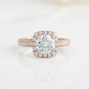 14k Rose Gold Halo 1.2ct Diamond Option Engagement Ring-Black Diamonds New York