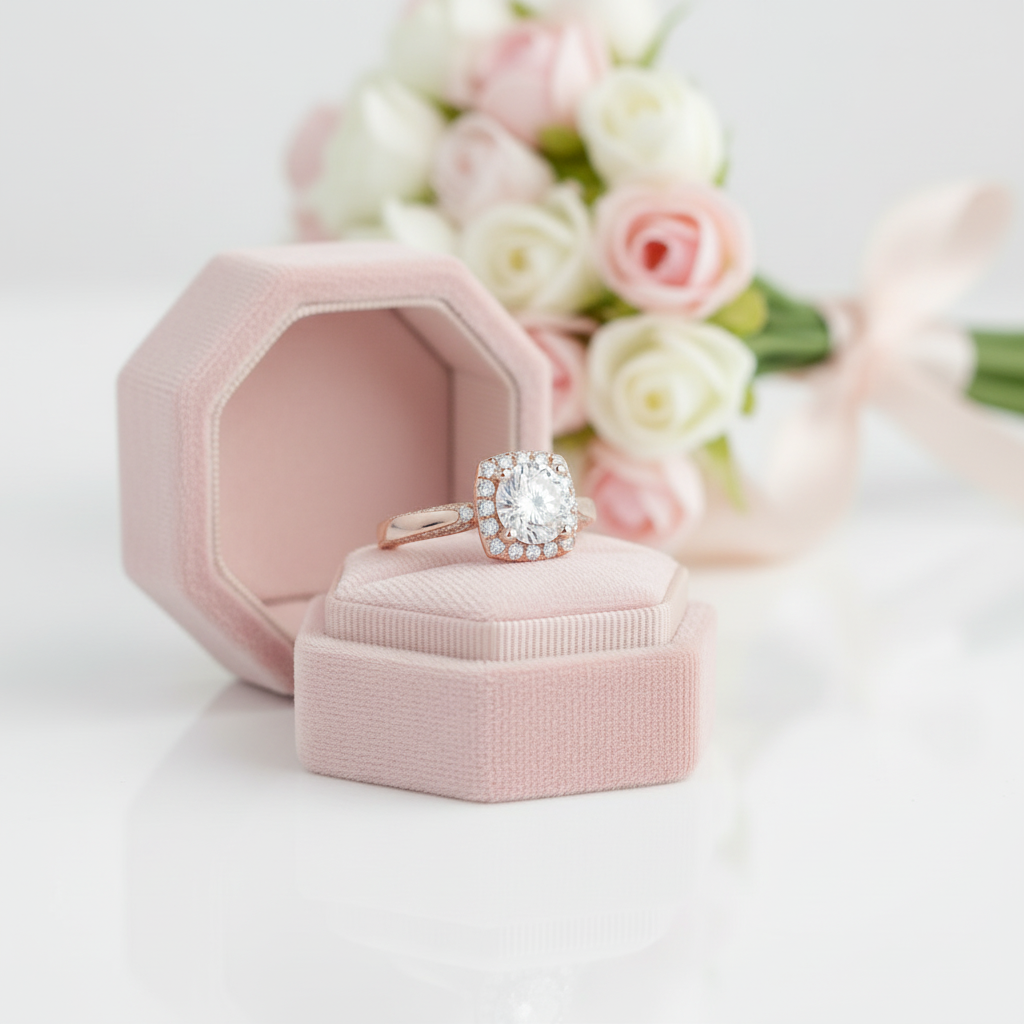 14k Rose Gold Halo 1.2ct Diamond Option Engagement Ring-Black Diamonds New York