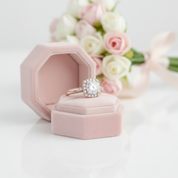 14k Rose Gold Halo 1.2ct Diamond Option Engagement Ring-Black Diamonds New York