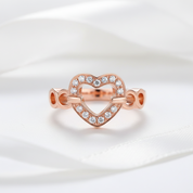 14K Rose Gold Heart Promise Ring 0.1ct Natural Diamond Option-Black Diamonds New York