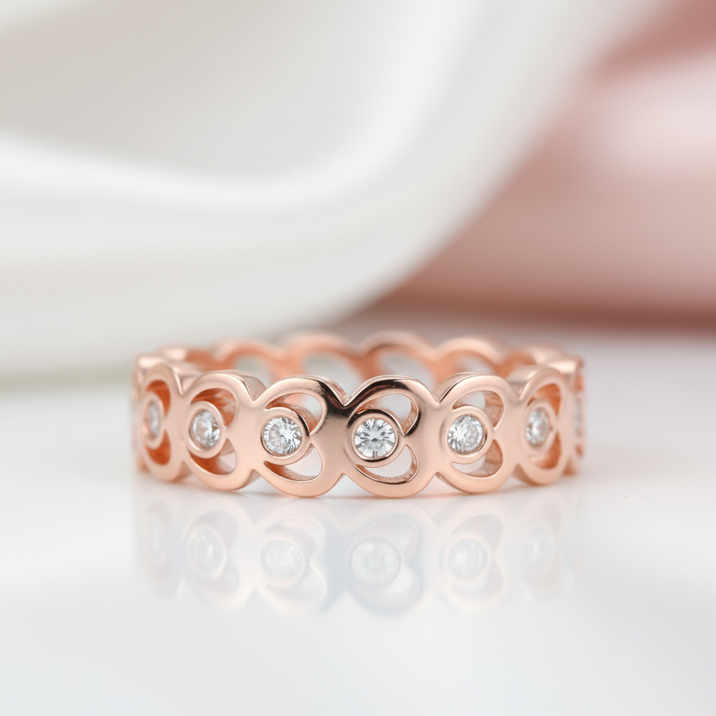 14k Rose Gold Heart Ring 0.07ct Natural Diamond Option-Black Diamonds New York