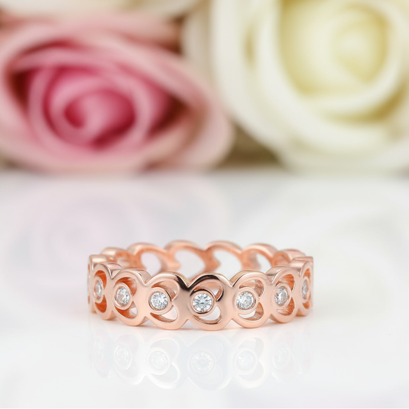 14k Rose Gold Heart Ring 0.07ct Natural Diamond-Black Diamonds New York