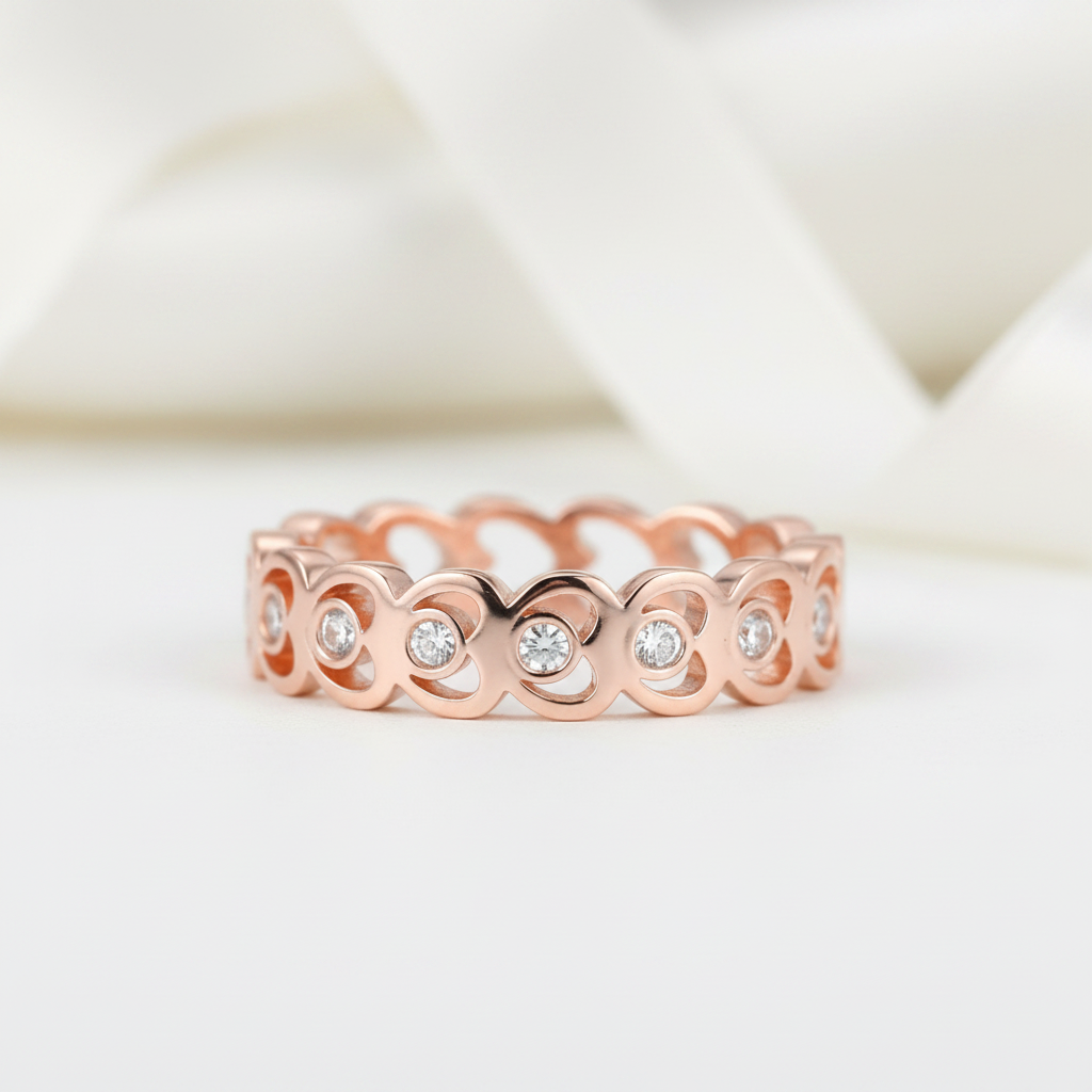 14k Rose Gold Heart Ring 0.07ct Natural Diamond Option-Black Diamonds New York