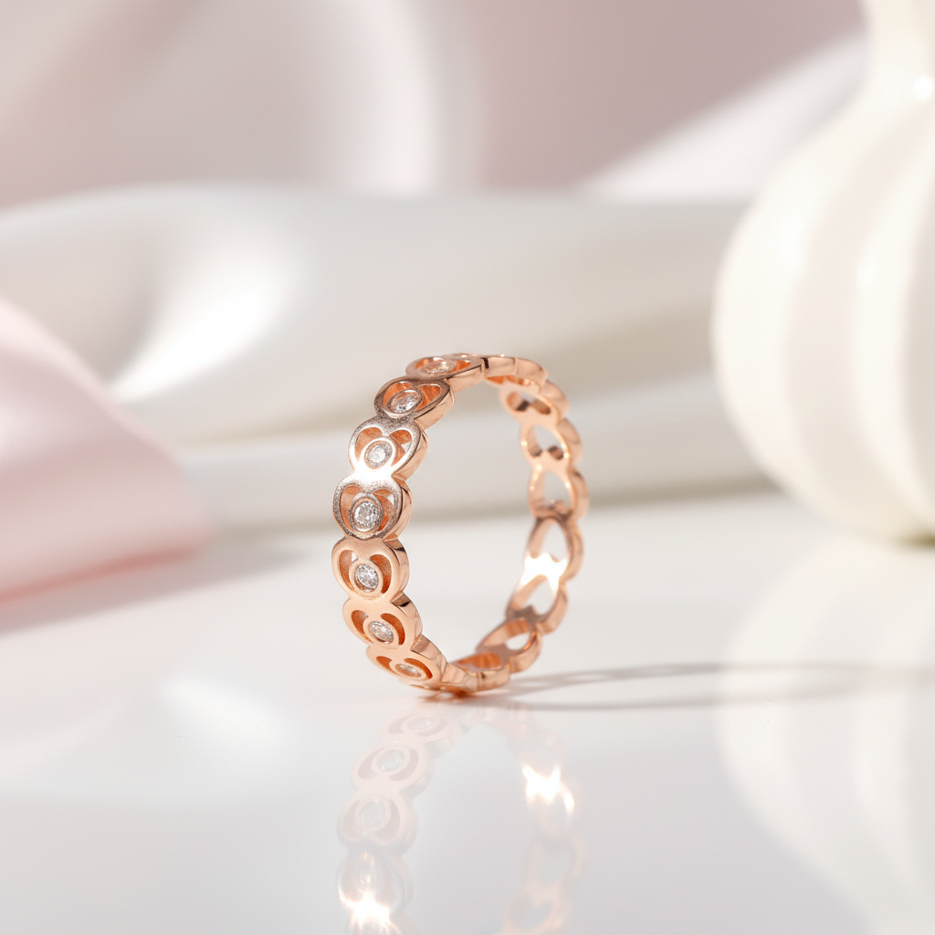 14k Rose Gold Heart Ring 0.07ct Natural Diamond Option-Black Diamonds New York