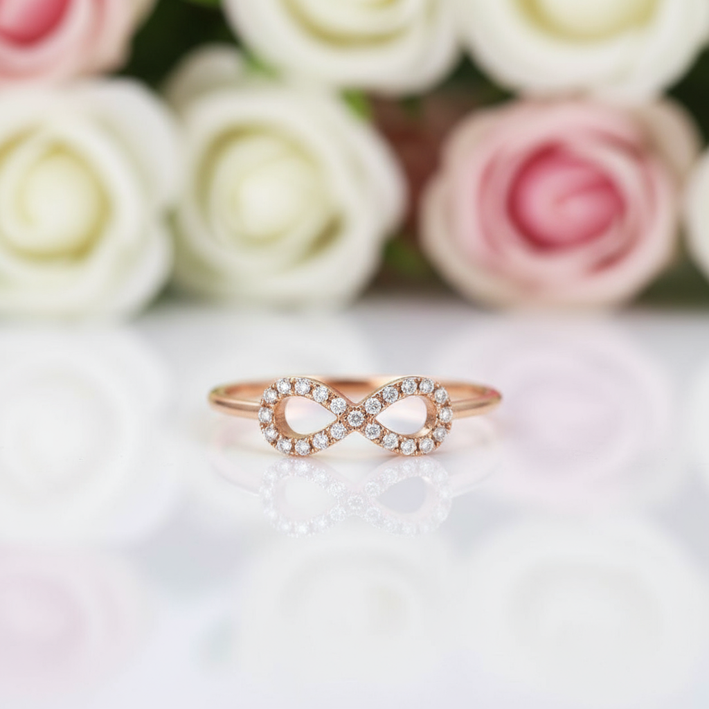 14k Rose Gold Infinite Love Diamond Wedding Band-Black Diamonds New York