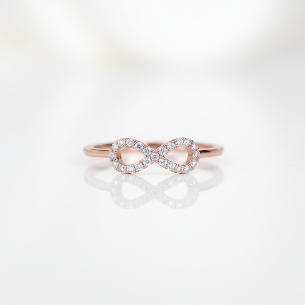 14k Rose Gold Infinite Love Diamond Option Wedding Band-Black Diamonds New York