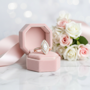 14k Rose Gold Marquise Cut Vintage Diamond Engagement Ring-Black Diamonds New York