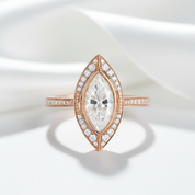 14k Rose Gold Marquise Cut Vintage Diamond Engagement Ring-Black Diamonds New York