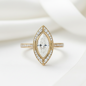 14k Rose Gold Marquise Cut Vintage Diamond Engagement Ring-Black Diamonds New York