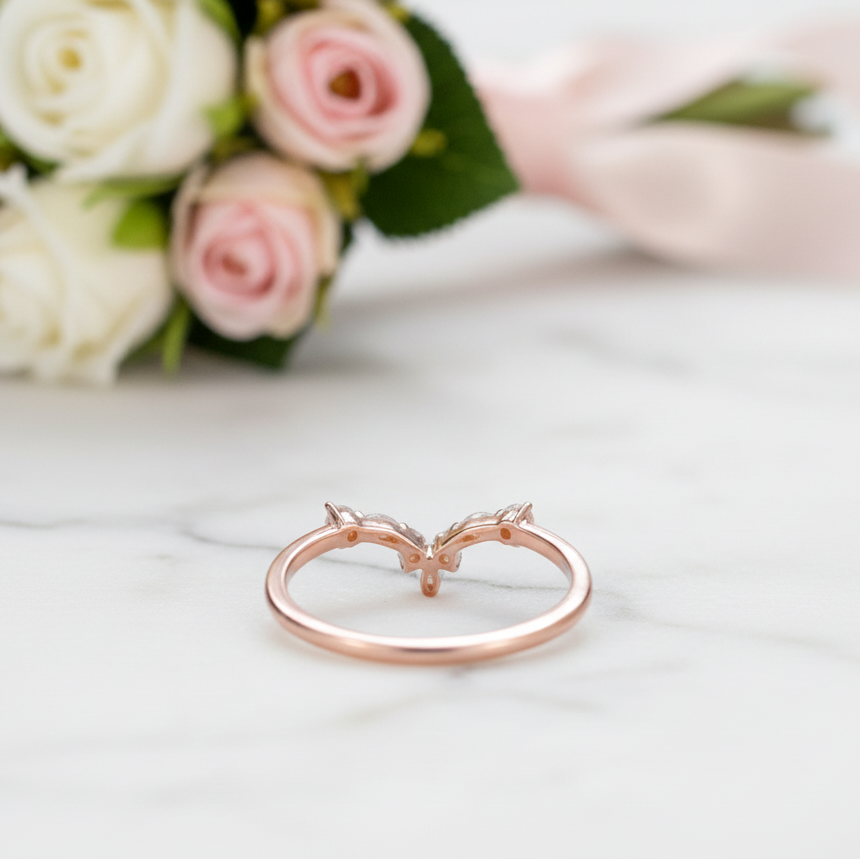 14k Rose Gold Marquise Diamond Option Wedding Band-Black Diamonds New York