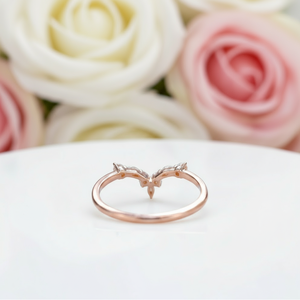 14k Rose Gold Marquise Diamond Wedding Band-Black Diamonds New York