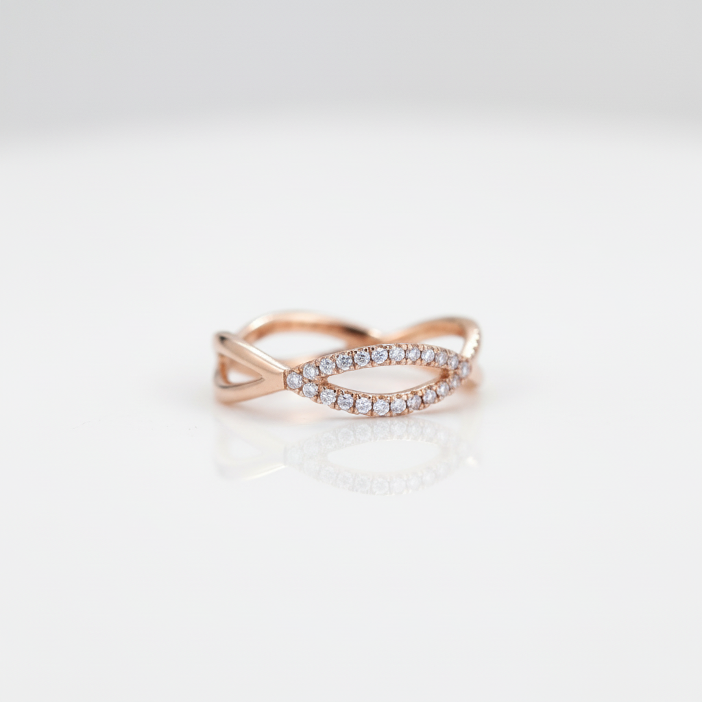 14k Rose Gold Diamond Option Split Shank Wedding Band-Black Diamonds New York