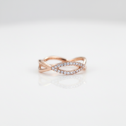 14k Rose Gold Diamond Option Split Shank Wedding Band-Black Diamonds New York