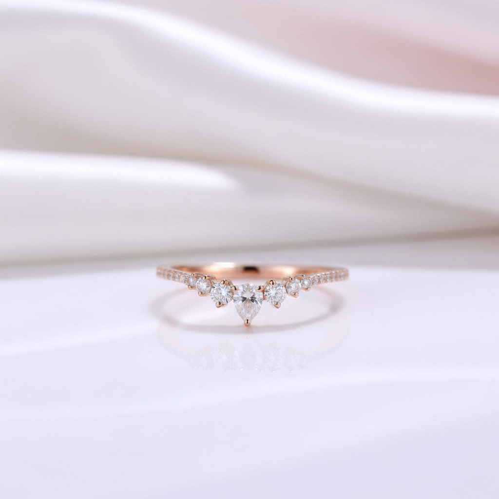 14k Rose Gold Diamond Option Stackable Wedding Band-Black Diamonds New York