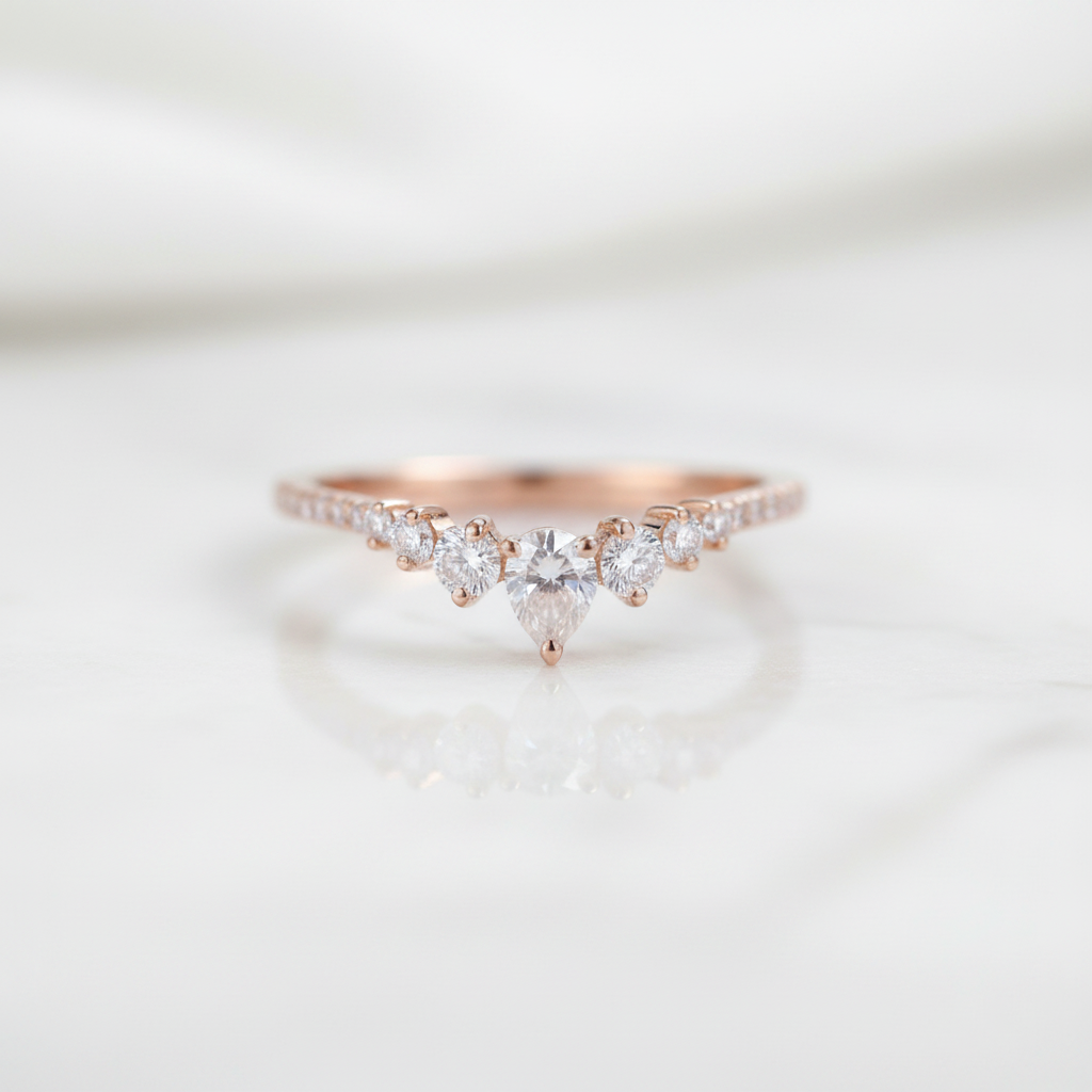 14k Rose Gold Diamond Option Stackable Wedding Band-Black Diamonds New York