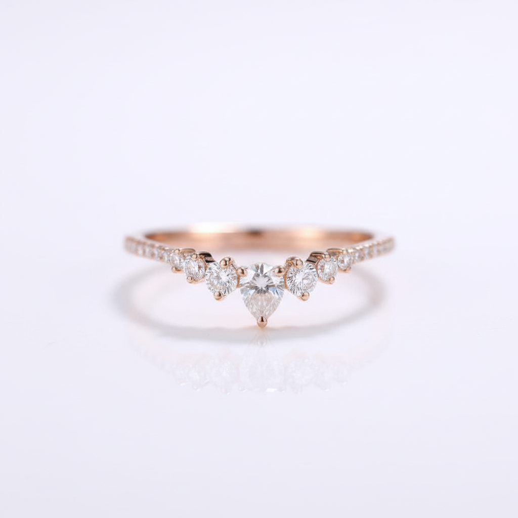 14k Rose Gold Diamond Option Stackable Wedding Band-Black Diamonds New York