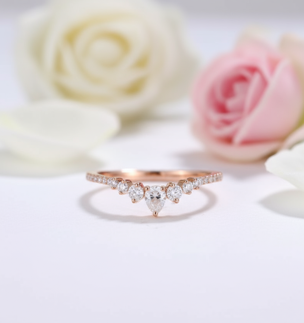 14k Rose Gold Diamond Stackable Wedding Band-Black Diamonds New York