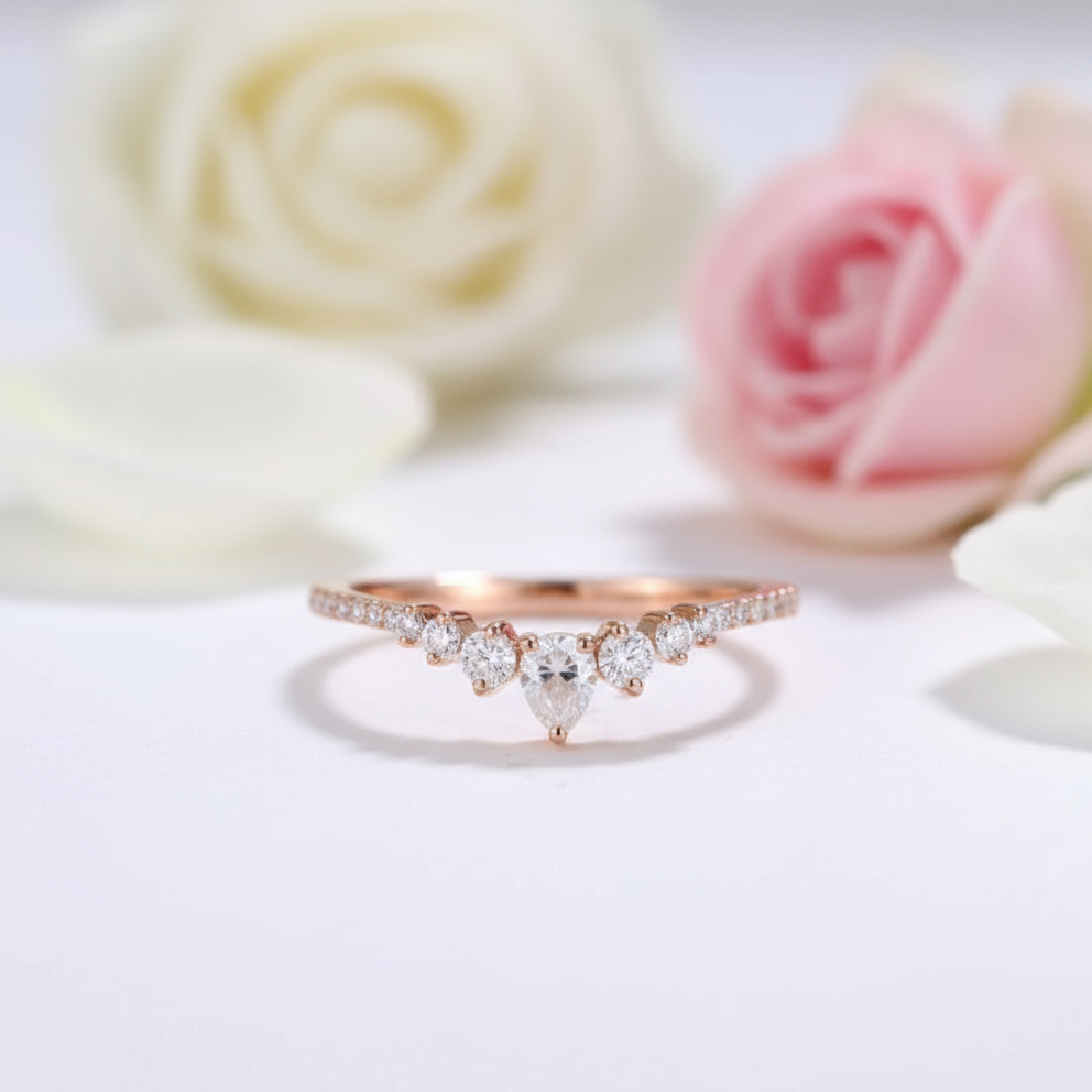 14k Rose Gold Diamond Stackable Wedding Band-Black Diamonds New York