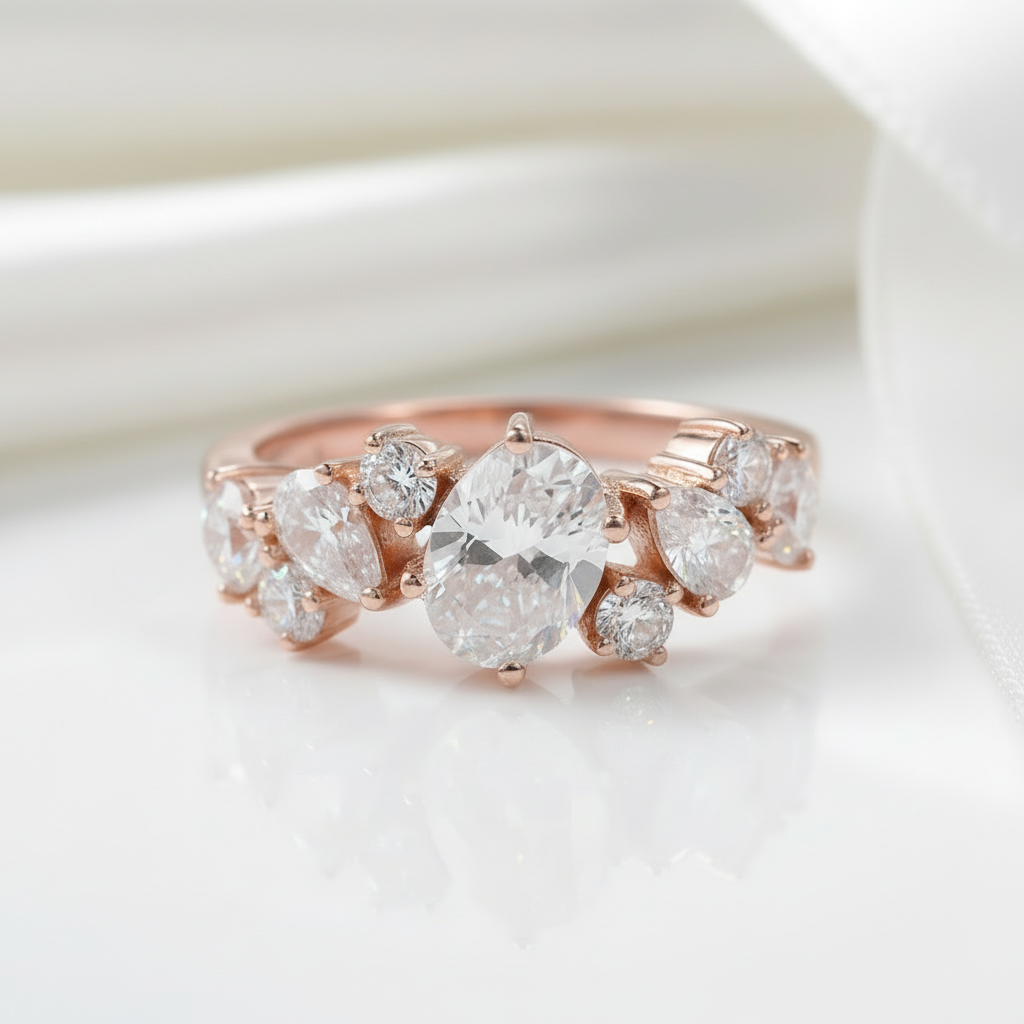 14k Rose Gold Diamond Wedding Band-Black Diamonds New York