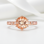 14k Rose Gold Peach Morganite 0.038ct Diamond Option Ring-Black Diamonds New York